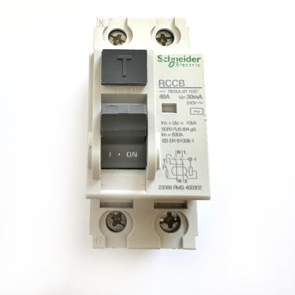 Schneider Electric RMG400302 23088 40A 40 Amp 30mA RCD RCCB 2 Double Pole Circuit Breaker Type AC